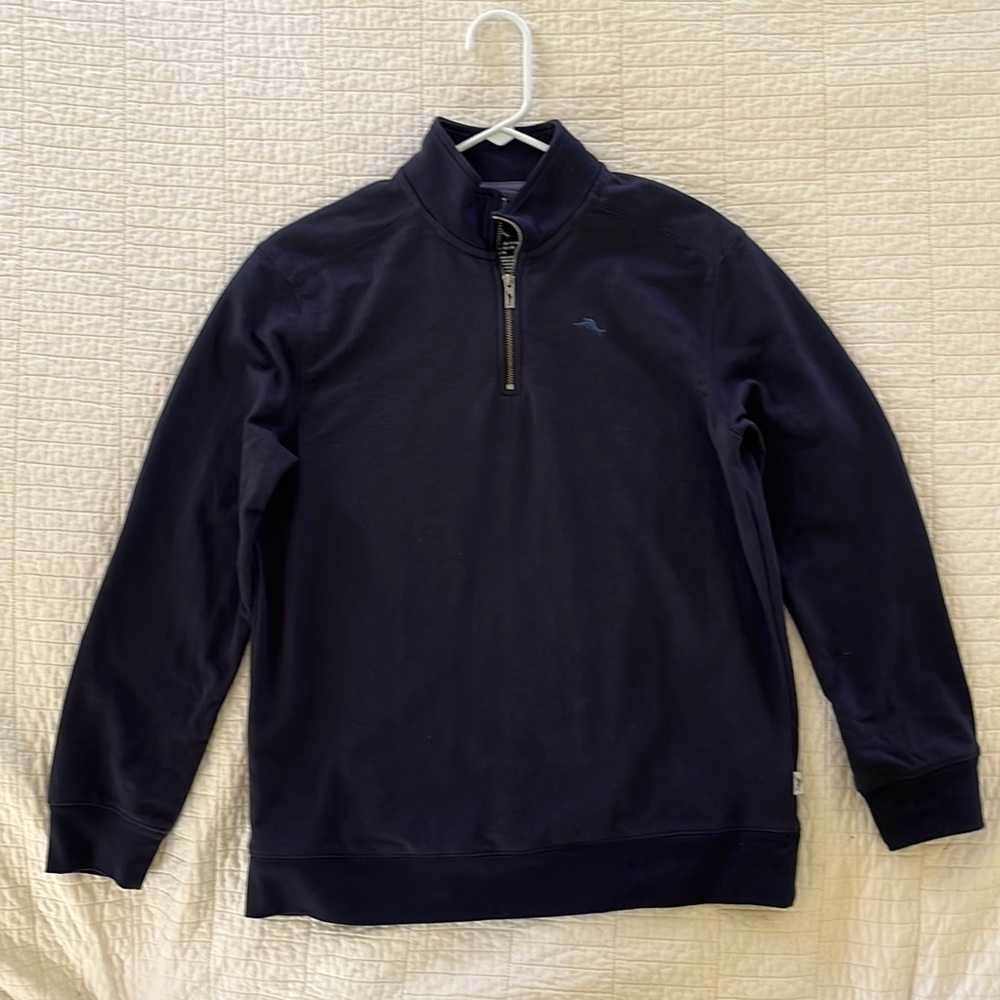 Tommy Bahama navy size 14-16 1/4 zip top in excellent condition.